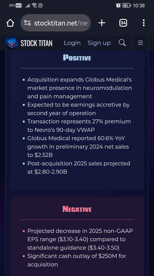 Globus Medical將收購Nevro CORP，以擴大患者的治療選擇