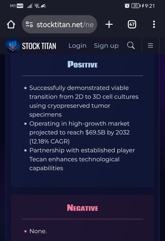 Predictive Oncology与总部位于瑞士的Tecan Group Ltd.合作，扩展高通量药物筛选，包括使用自动成像和3D分析来检测人类肿瘤球体