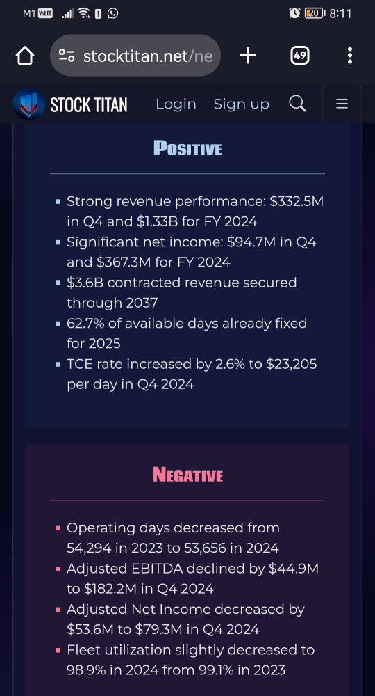 Navios Maritime Partners L.P. Reports Financial Results for the Fourth Quarter and Year Ended December 31, 2024