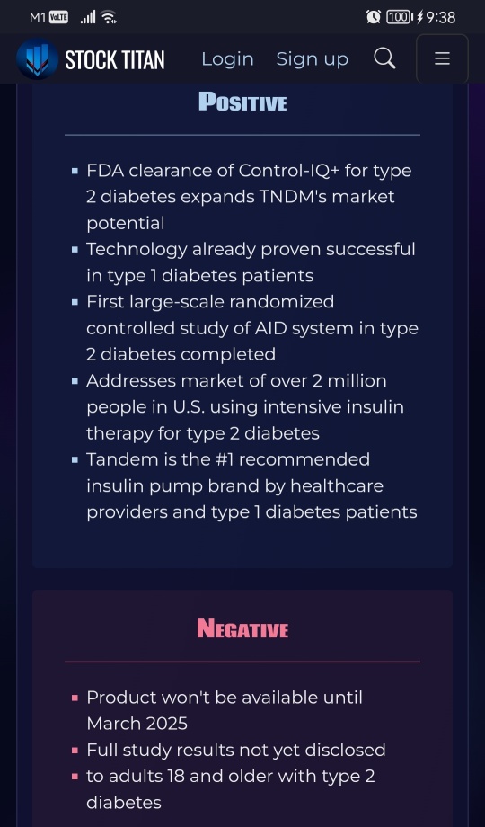 Tandem Diabetes Care宣布获得FDA对Control-IQ+自动胰岛素输送科技的批准，适用于2型糖尿病患者