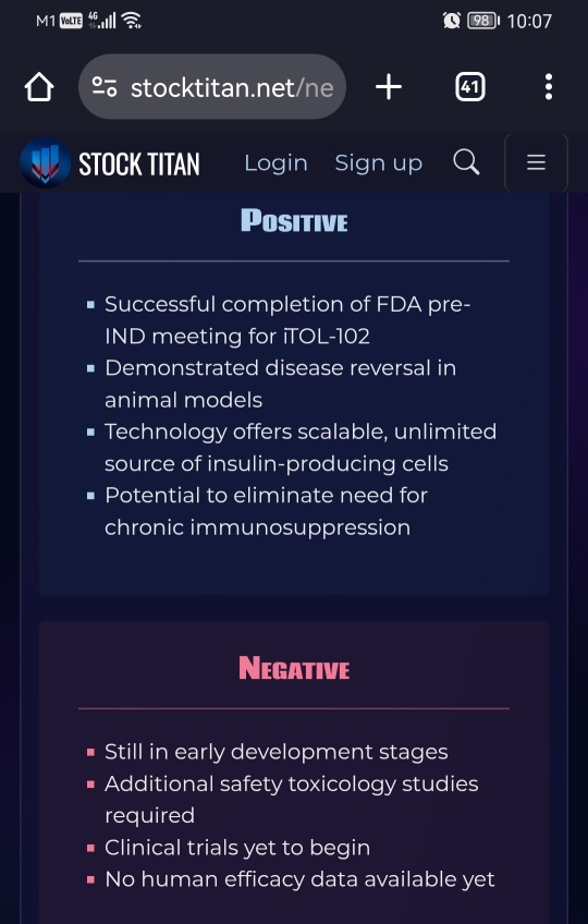 Kadimastem和iTolerance成功完成与FDA的前期IND会议，讨论其1型糖尿病治疗方案