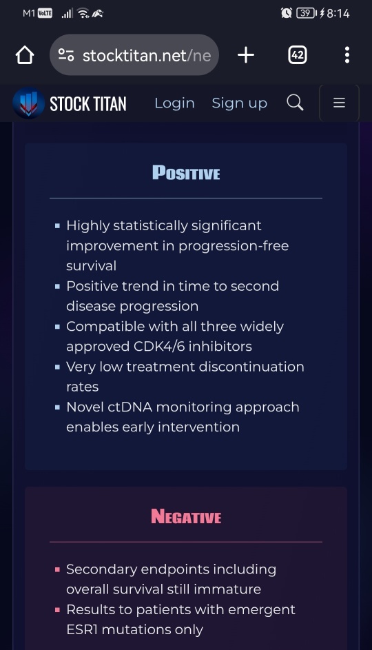 Camizestrant demonstrated highly statistically significant and clinically meaningful improvement in progression-free survival in 1st-line advanced HR-positive breast cancer with an emergent ESR1 tumor