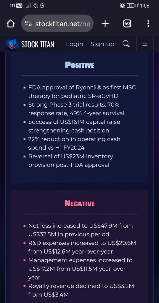 Mesoblast根据治疗的经济价值设定Ryoncil®的价格，计划本季度上市。