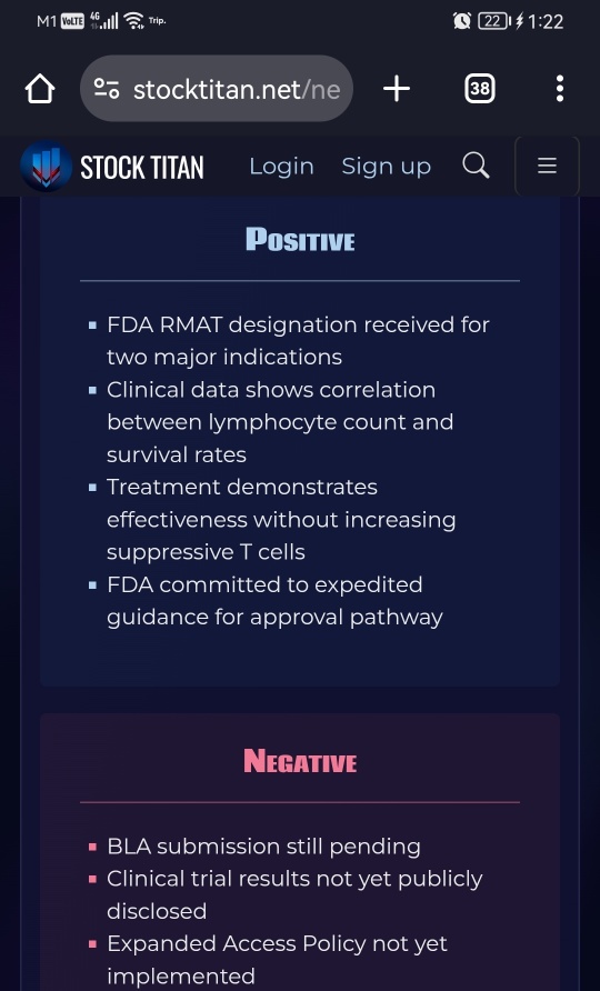 ImmunityBio获得FDA RMAT认证，用于ANKTIVA®和CAR-NK逆转接受标准化疗/放疗的患者淋巴细胞减少症，并用于多次复发的治疗。