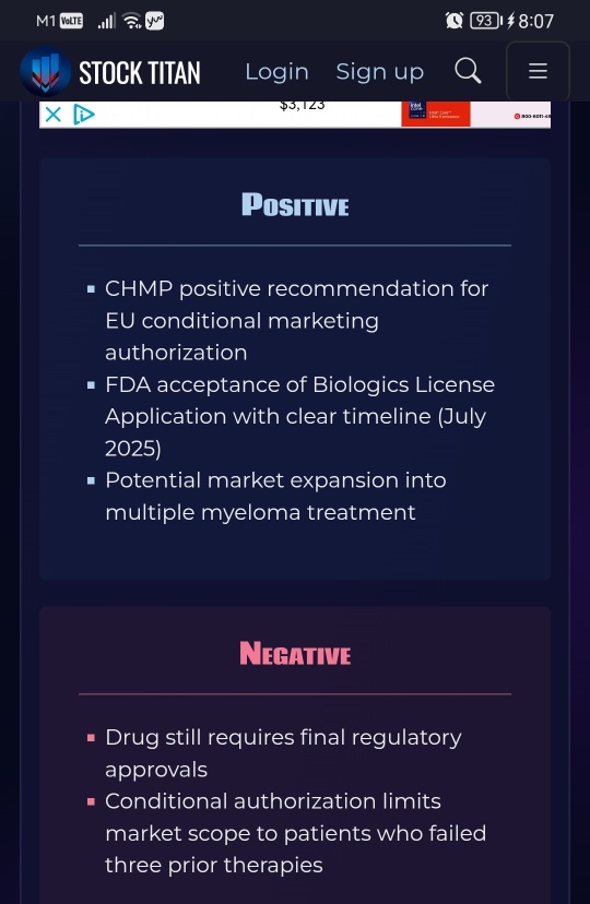 Linvoseltamab Recommended for EU Approval by the CHMP to Treat Relapsed/Refractory Multiple Myeloma