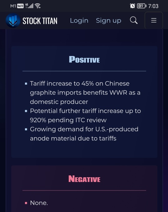 Westwater Resources Supports Tariff Increase on Imported Chinese Graphite