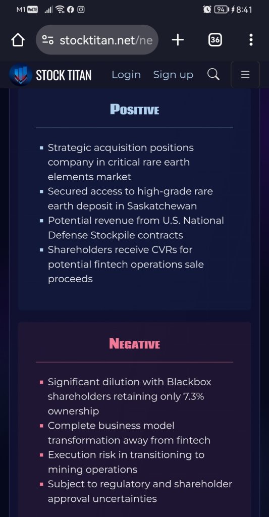 Blackboxstocks股份有限公司簽署了最終合併協議，以收購稀土生產商REalloys公司。