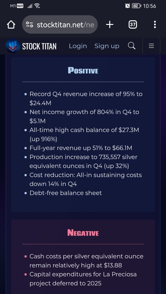 Avino Achieves Record Financial Performance for 2024; Improvements Across Key Financial Metrics, Treasury at All-Time High