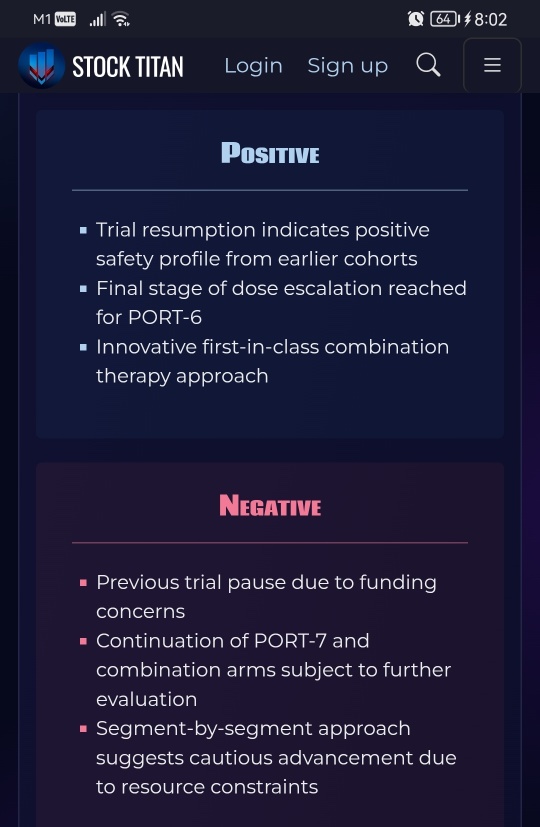 Portage生物科技恢復在ADPORT-601試驗中對Port-6的最終群體進行劑量遞增的招募