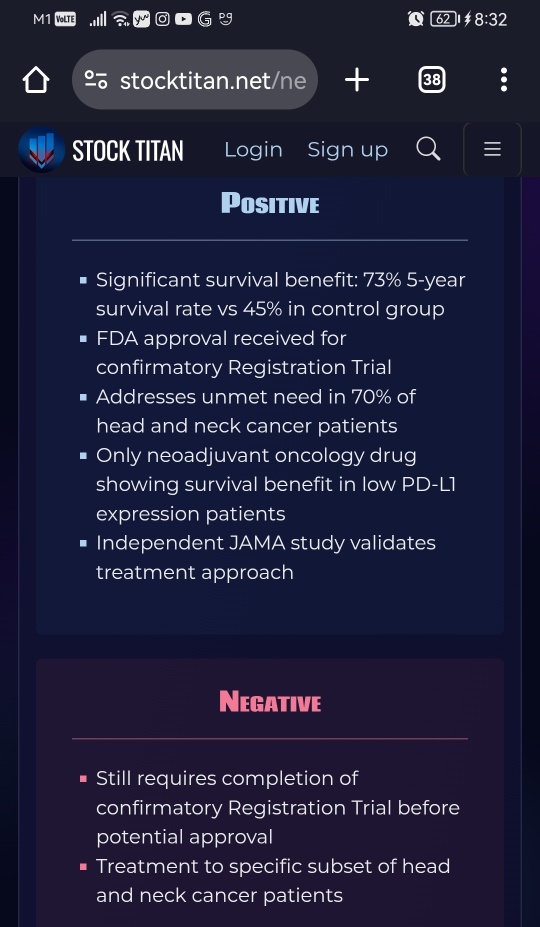 《美国医学协会期刊》（JAMA）研究进一步证实CEL-SCI的Multikine可以满足约70%头颈癌患者在PD-L1表达基础上的未满足需求