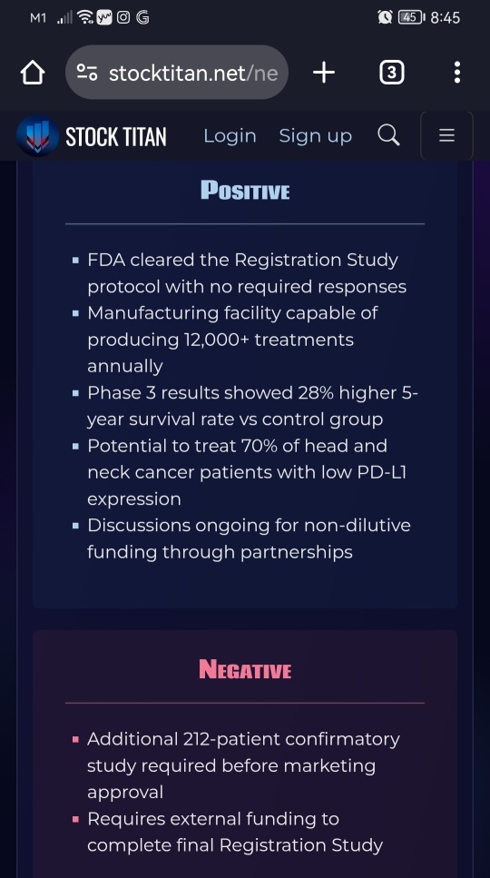 CEL-SCI的头颈癌注册研究方案通过FDA审查——正在与有意向商业化Multikine的潜在合作伙伴洽谈