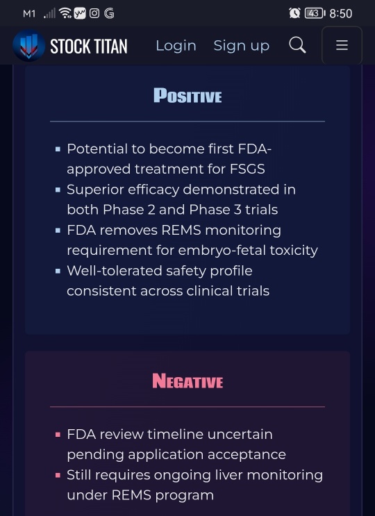 Travere Therapeutics向FDA提交FILSPARI®（sparsentan）的补充新药申请，以治疗FSGS。