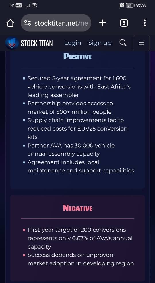 VivoPower's Tembo Signs Definitive Heads of Agreement with East Africa’s Leading Vehicle Assembler, Associated Vehicle Assemblers Ltd (AVA)