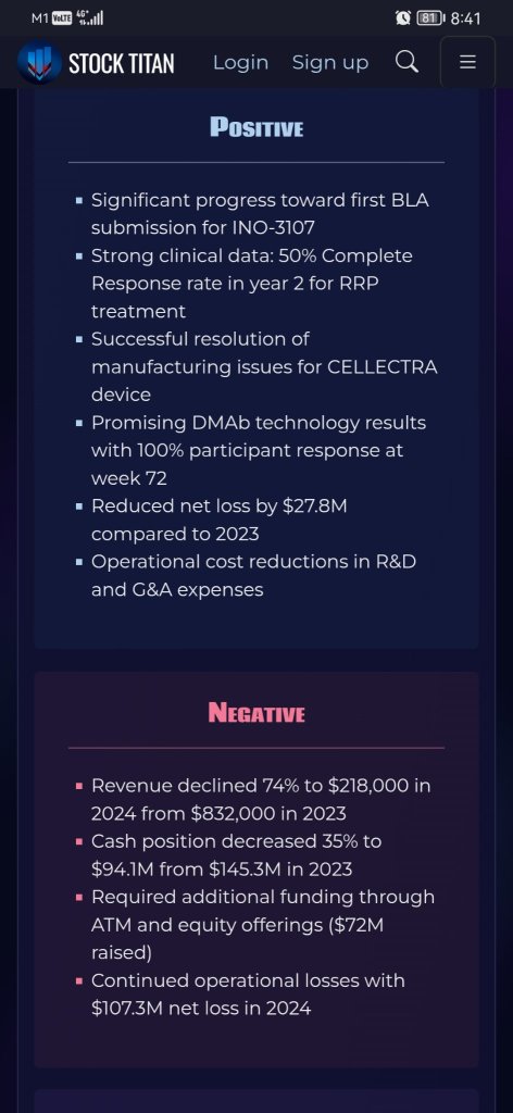 INOVIO Reports Fourth Quarter and Full Year 2024 Financial Results and Operational Highlights