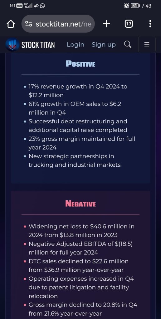 Dragonfly Energy Reports Fourth Quarter and Full Year 2024 Results