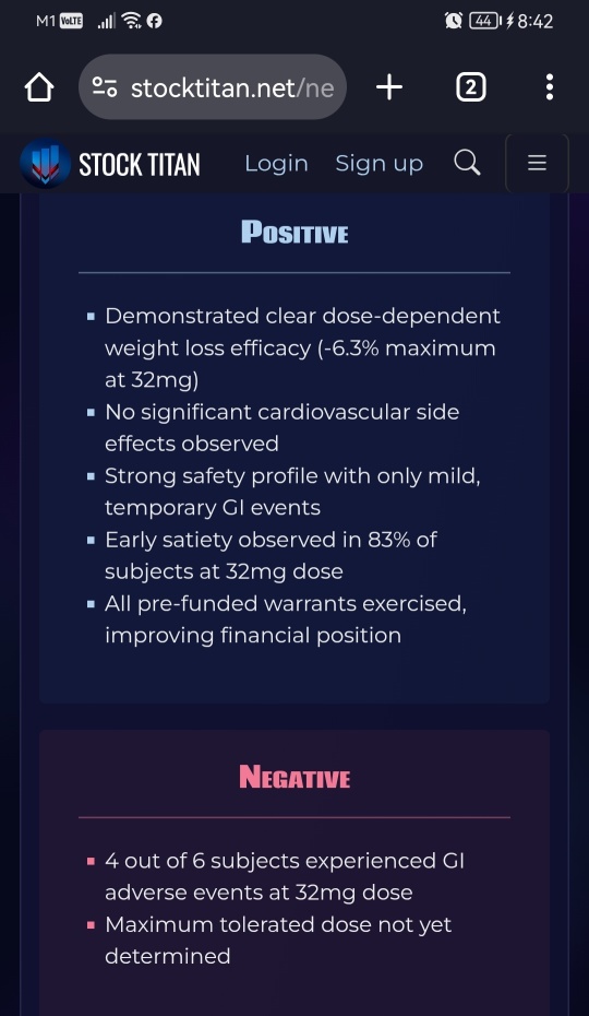 MetaVia报告了其DA-1726的第一阶段研究MAD第二部分的更多积极顶线结果，这是一种用于治疗肥胖的新型3:1 GLP-1和胰高血糖素双受体激动剂，进一步证明