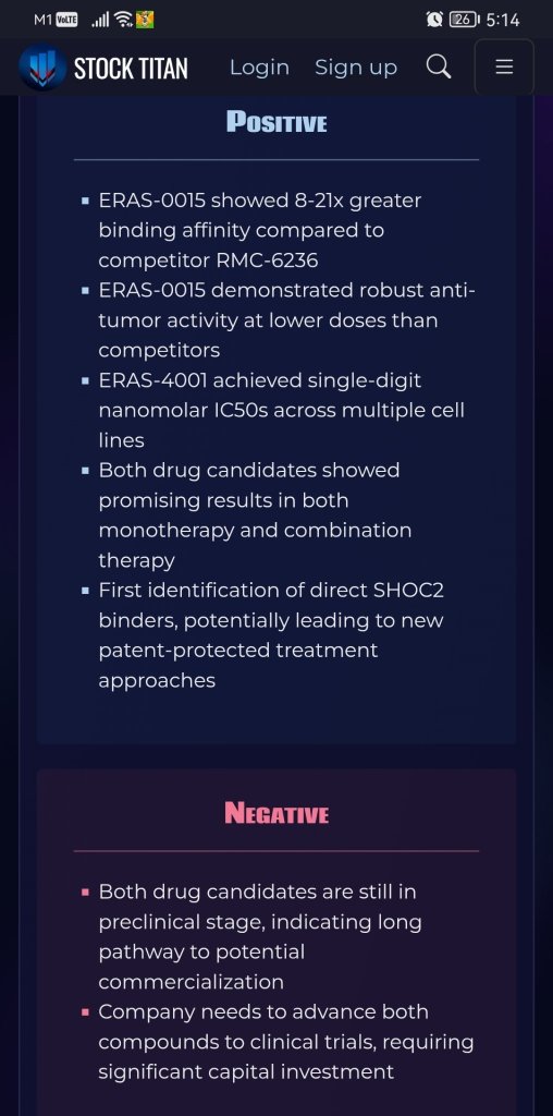 Erasca在2025年AACR年會上展示了新的臨床前數據，強化了RAS靶向業務最佳級別的潛力