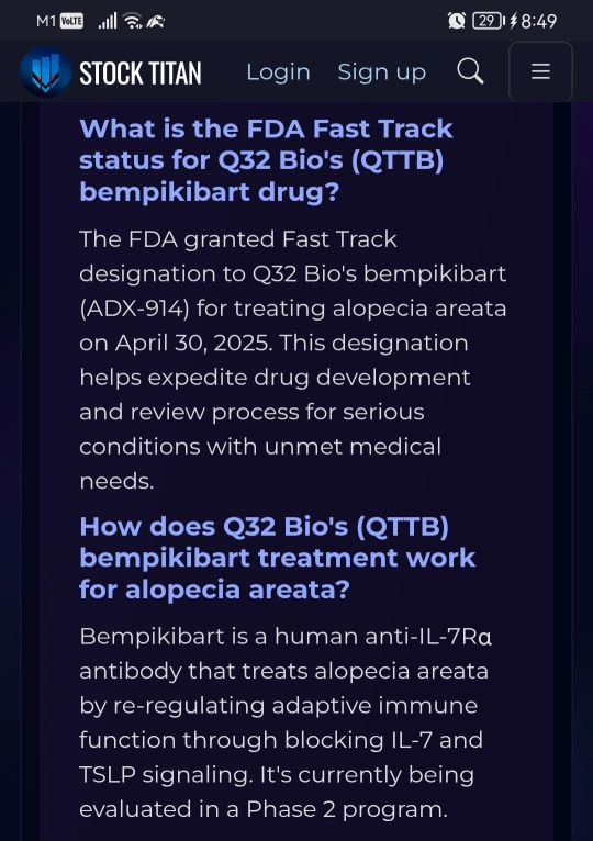 Q32 Bio Announces FDA Fast Track Designation Granted to Bempikibart (ADX-914) for the Treatment of Alopecia Areata