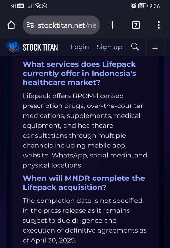 移动健康网络解决方案计划收购Lifepack，拓展进入印尼快速增长的医疗市场