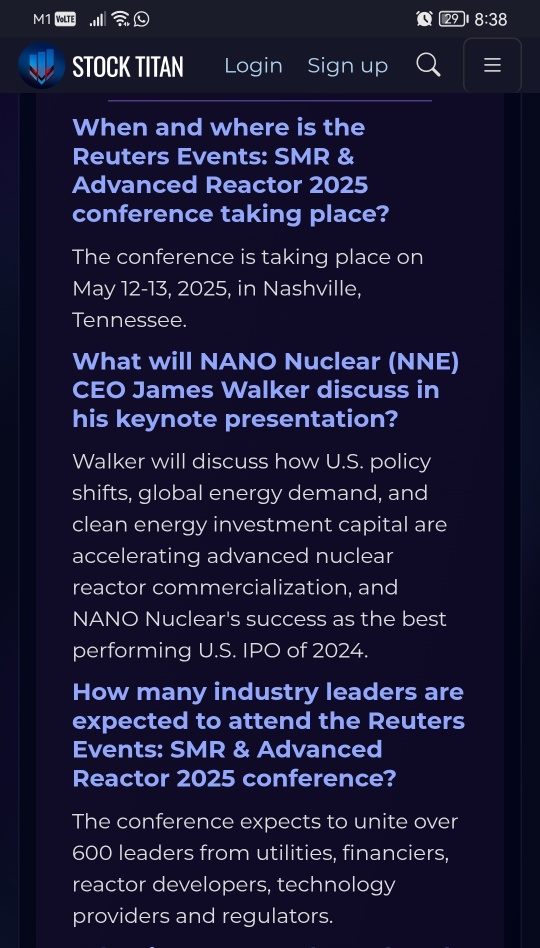 NANO Nuclear 宣布将在即将举行的路透社活动：SMR & 爱文思控股 2025 大会上进行开幕主题演讲并担任铂金赞助商