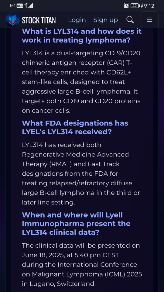 Lyell Immunopharma宣布将在国际恶性淋巴瘤会议上对LYL314治疗大B细胞淋巴瘤的1/2期临床试验的新临床数据进行口头报告