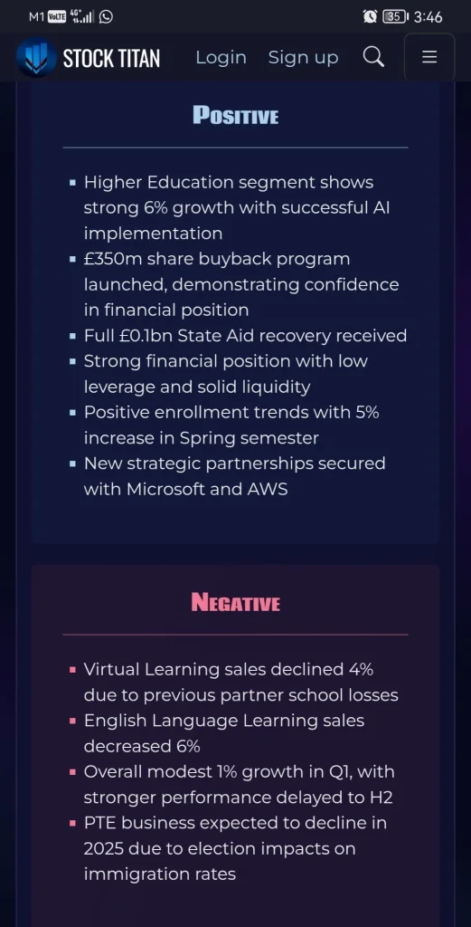 Pearson Q1 2025 Trading Update (Unaudited)