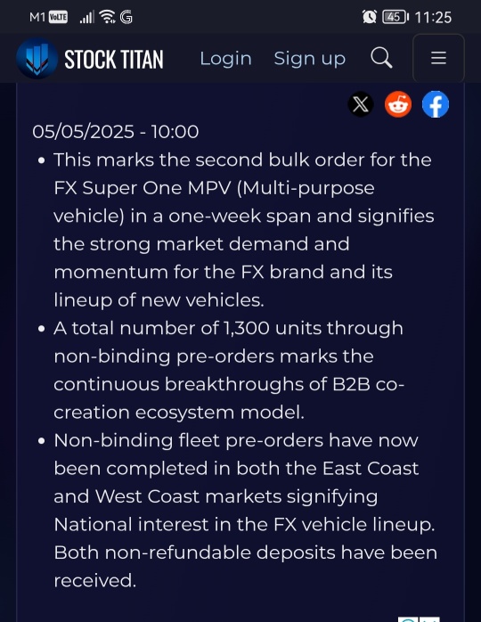 Faraday Future’s FX Brand Announces an Additional Significant Pre-Order for its FX Super One MPV, Adding 300 Units in Another B2B Agreement
