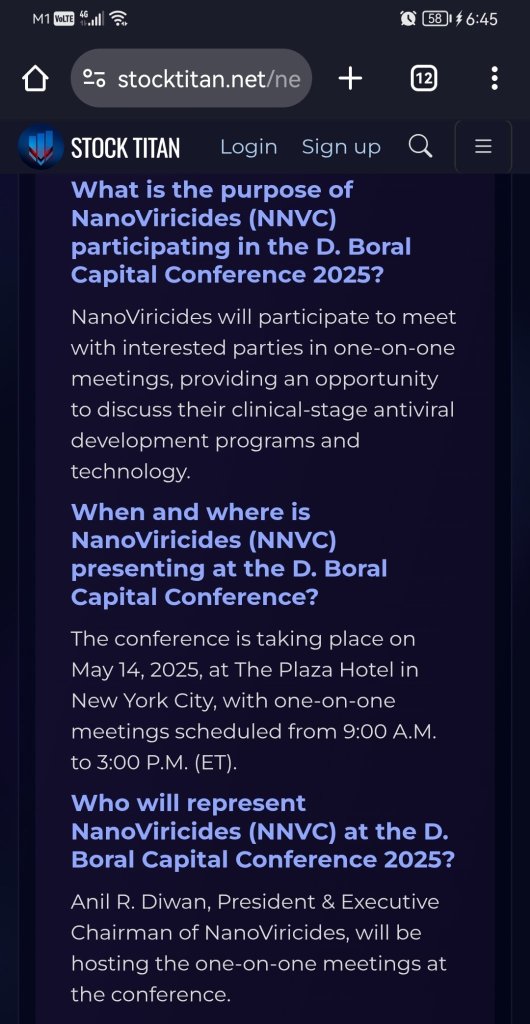 NanoViricides公司宣布参加D. Boral Capital首届全球会议，时间为5月14日，地点纽约市