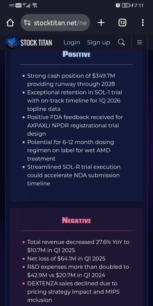 Ocular Therapeutix™发布2025年第一季度财报及业务亮点