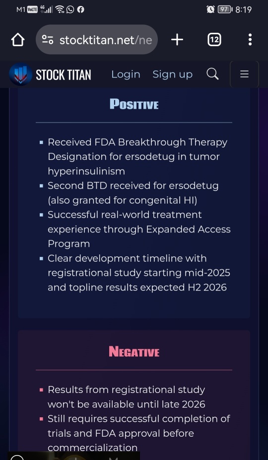 Rezolute获得FDA的突破性疗法认可，用于治疗由肿瘤高胰岛素血症引起的低血糖