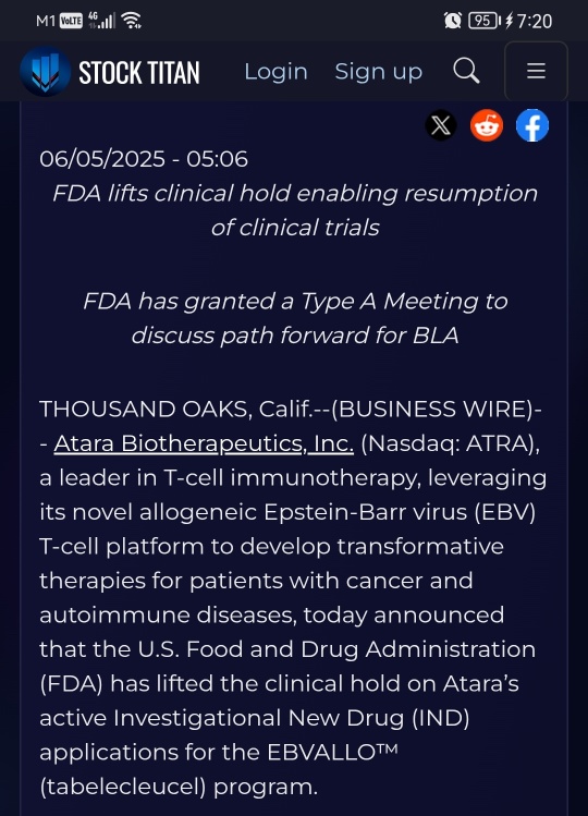 Atara Biotherapeutics就EBVALLO™（tabelecleucel）提供監管更新
