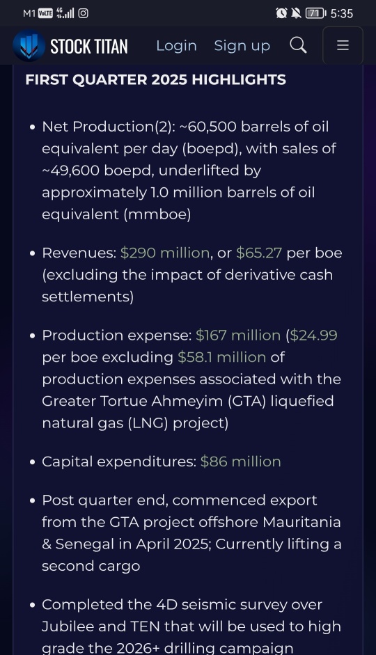 Kosmos Energy 宣佈2025年第一季度業績