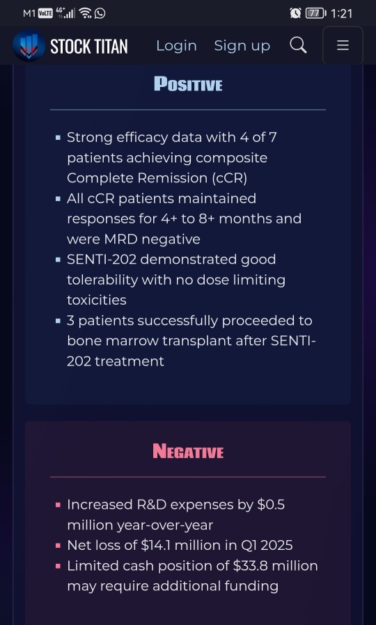 Senti Bio報告2025年第一季度財務結果，並提供關於積極的SENTI-202臨床開發的公司更新