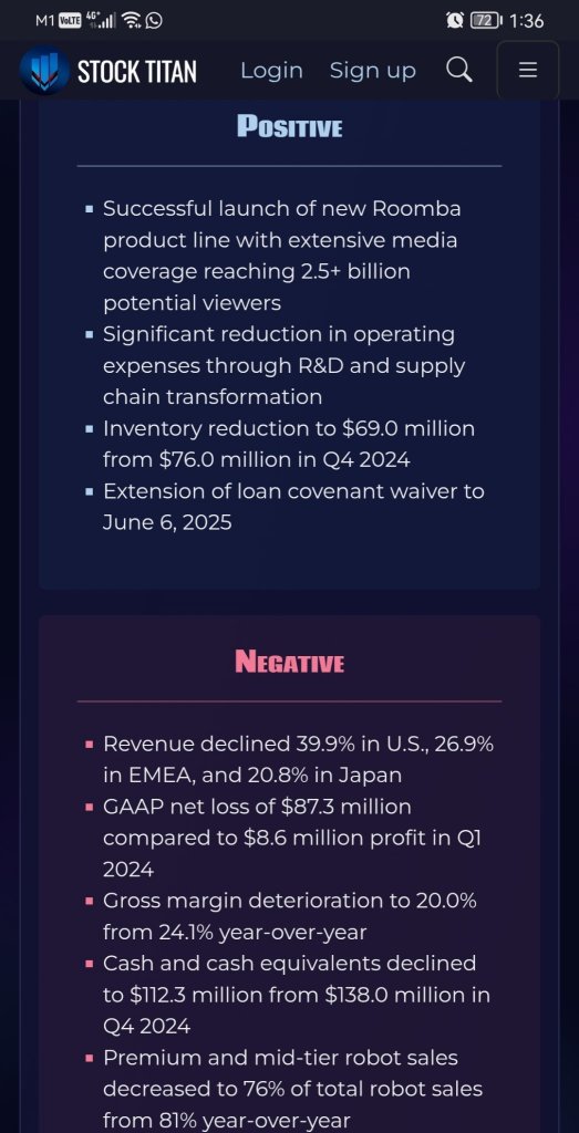 iRobot Reports First Quarter 2025 Financial Results