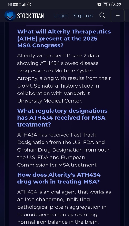 Alterity Therapeutics Announces Multiple Oral and Poster Presentations to be Featured at the International MSA Congress