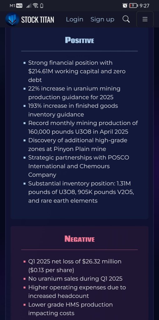 Energy Fuels Announces Q1-2025 Results