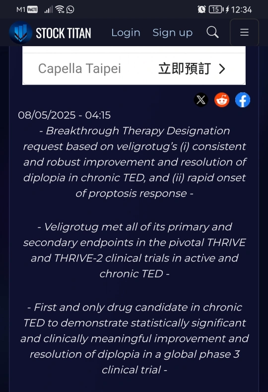 Viridian Therapeutics获得FDA突破性疗法认证，治疗甲状腺眼病（TED）的Veligrotug