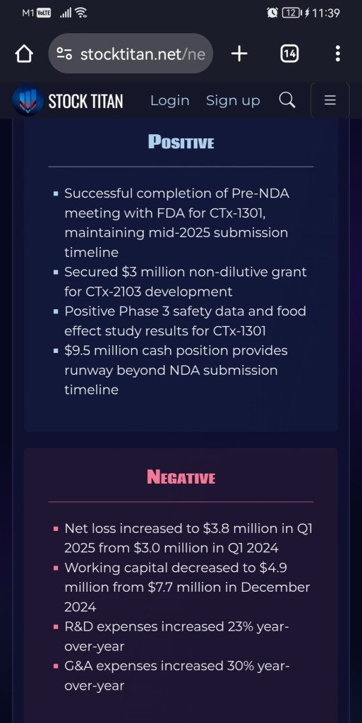Cingulate Inc. 發佈2025年第一季度財務結果，並提供其主要ADHD和焦慮資產的關鍵發展更新時間表