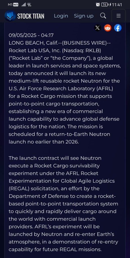 ロケットラボがアメリカ空軍と提携し、ネutronの打ち上げを行い、再突入ミッションを実施します
