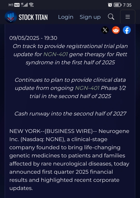 Neurogene Reports First Quarter 2025 Financial Results and Highlights Recent Updates