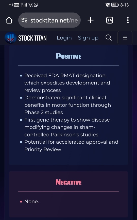 MeiraGTx获得FDA再生医学爱文思控股(RMAT)认证，用于治疗帕金森病的AAV-GAD。