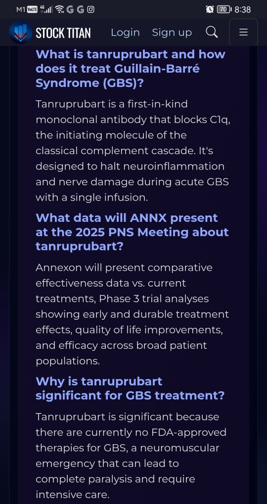 Annexon 宣佈在 2025 年 PNS 會議上就 Tanruprubart 作爲第一種潛在靶向治療吉蘭-巴雷綜合症（GBS）的臨床進展進行演示
