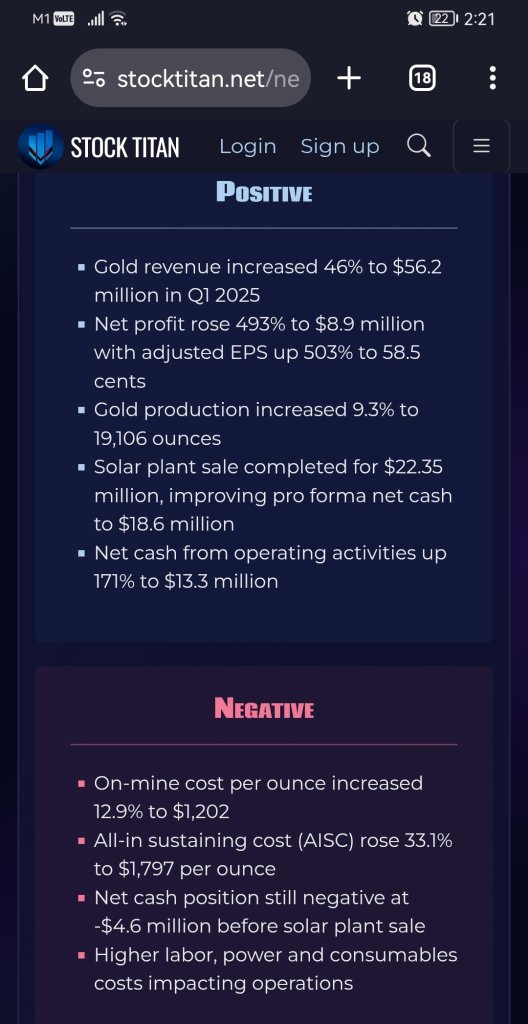 Caledonia Mining Corporation Plc: Results for the Quarter ended March 31, 2025
