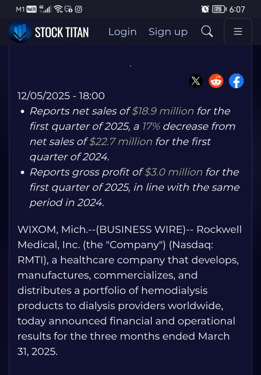 Rockwell Medical Announces First Quarter 2025 Results