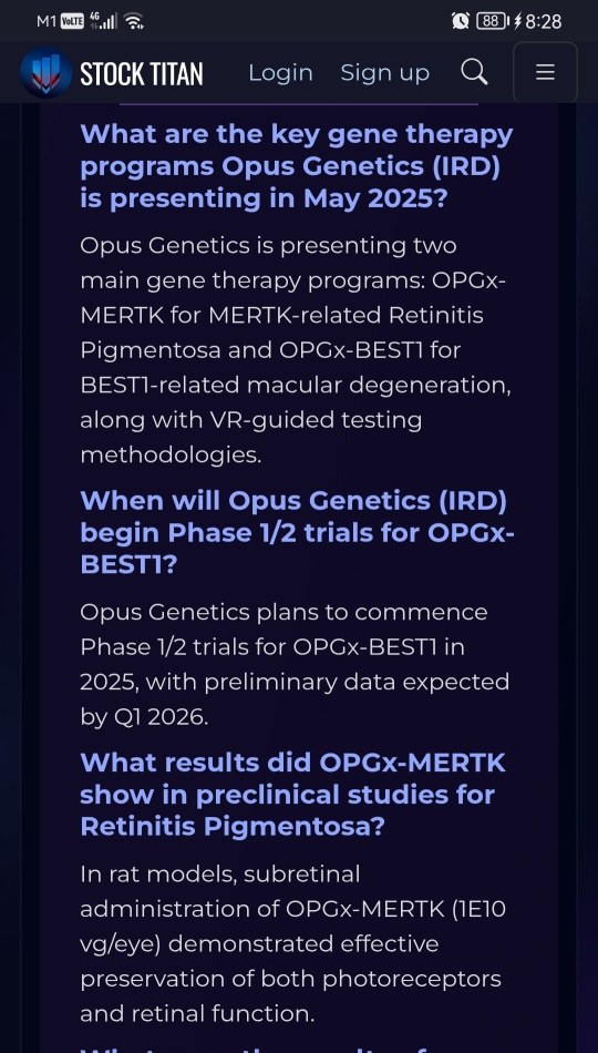 Opus Genetics宣佈將在5月的醫療會議上介紹遺傳性視網膜疾病項目。