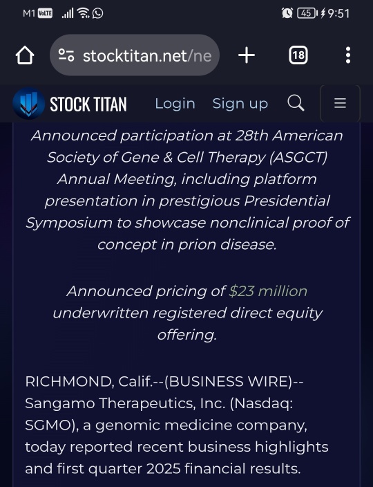 Sangamo Therapeutics Reports Recent Business Highlights and First Quarter 2025 Financial Results