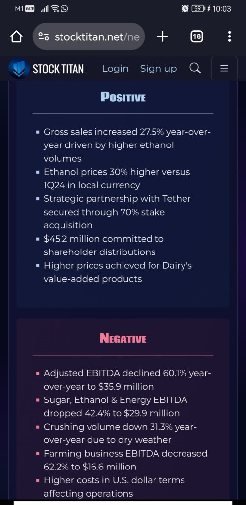 Adjusted EBITDA reached $35.9 million in 1Q25. Selective milling pace and strong commercial strategy. Record productivity in Rice.