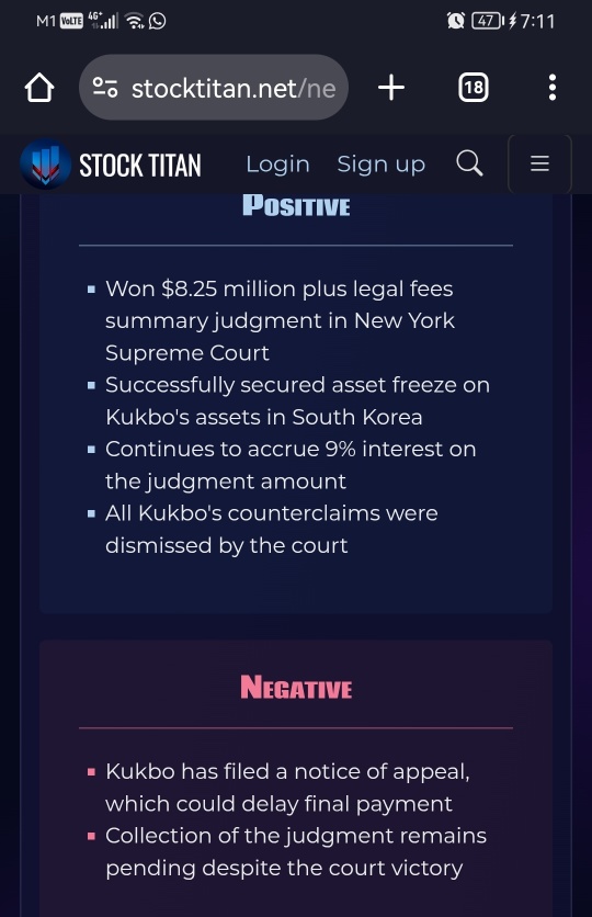 RedHill Biopharma Secures Kukbo Asset Freeze Following RedHill's $8.25 Million Plus Legal Fees New York Supreme Court Summary Judgment Win