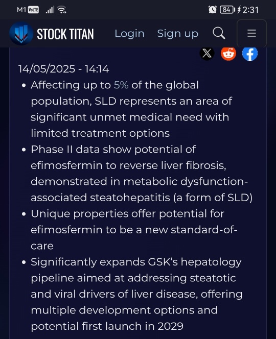 GSK to acquire efimosfermin, a phase III-ready potential best-in-class specialty medicine to treat and prevent progression of steatotic liver disease (SLD)