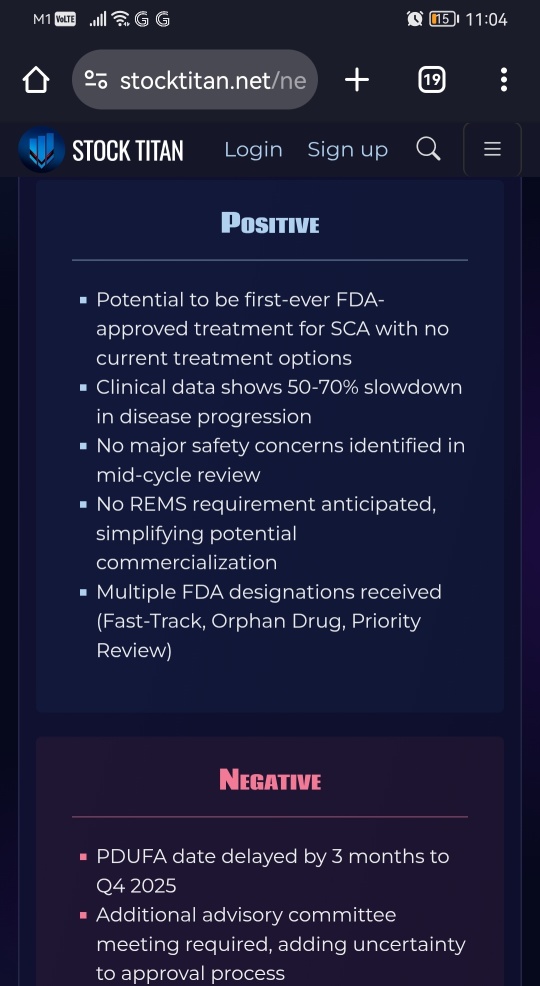 FDA延長了Biohaven的Troriluzole新藥申請的PDUFA日期，以應對罕見疾病脊髓小腦失調症